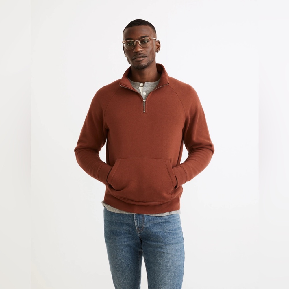 Madewell - Betterterry Quarter-Zip Sweatshirt in Stained Mahogany